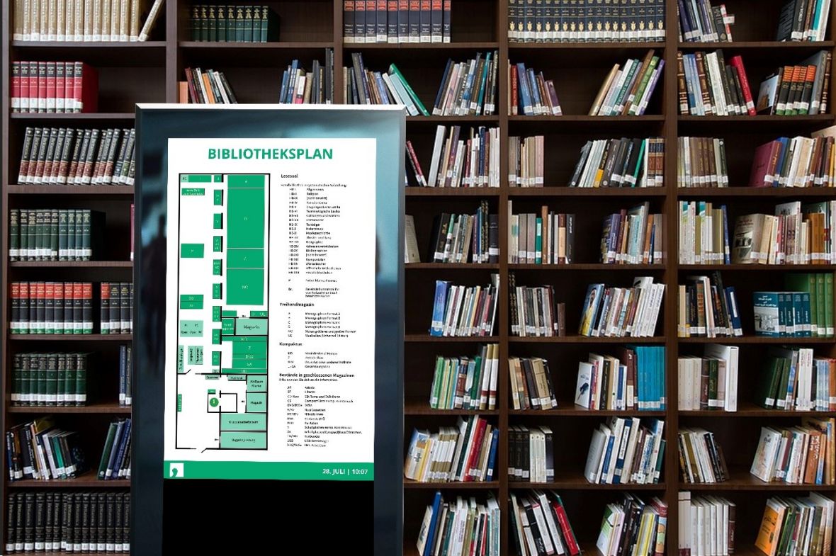 Mit einem digitalen Wegeleitsystem für Bibliotheken behalten Ihre Besucher stets den Überblick